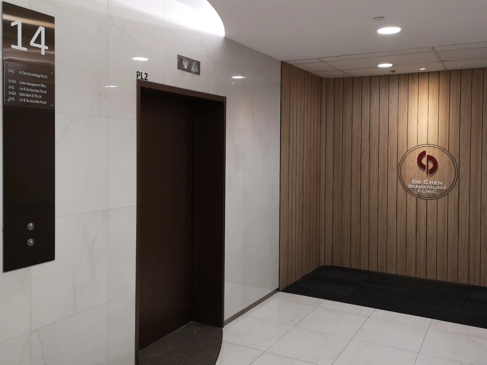 Entrance of Chen Dermatology Clinic, at Level 14 of Collyer Quay Centre Singapore